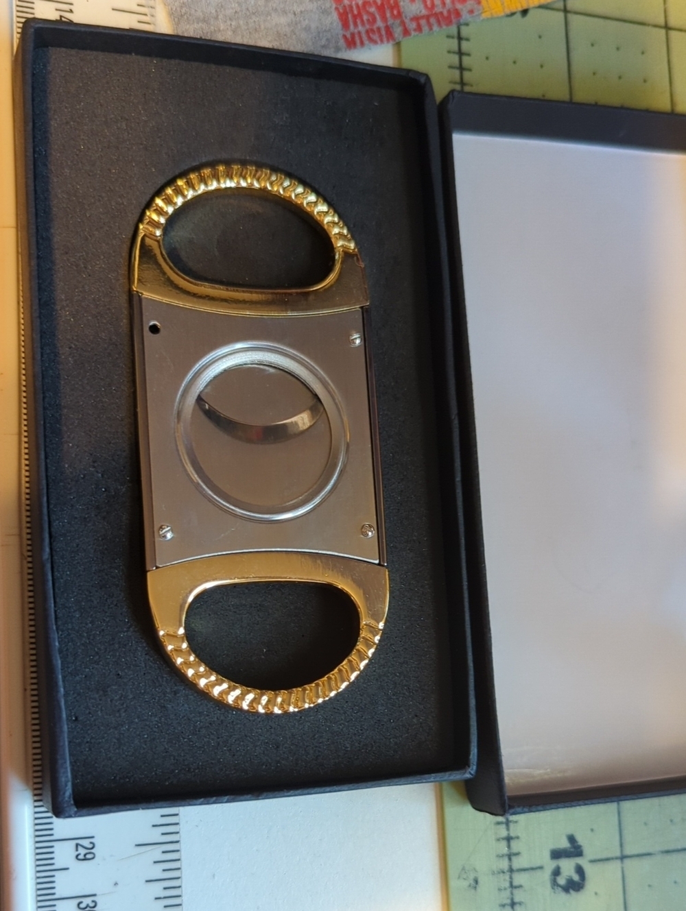 Gold and Silver Double-Blade Cigar Cutter